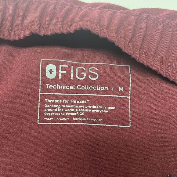 FIGS Burgundy Women’s Pull-On Pockets Elastic Waistband Drawstrings- Medium - Picture 10 of 13